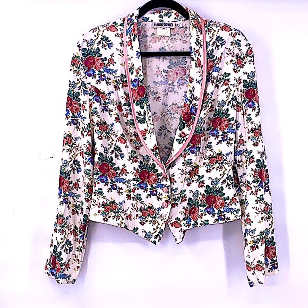 Vintage 90s floral blazer white pink blue size medium